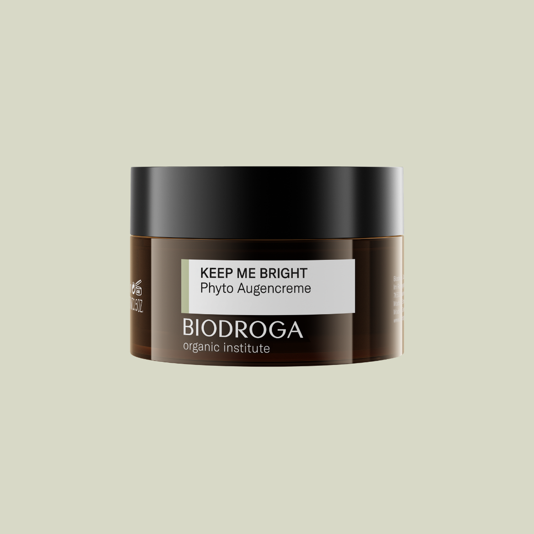 Abbildung des braunen Glastiegel der Biodroga Organic Institute KEEP ME BRIGHT Phyto Augencreme
