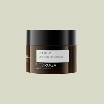 Abbildung des braunen Glastiegel der Biodroga Organic Institute LIFT ME UP Straffende Phyto Maske