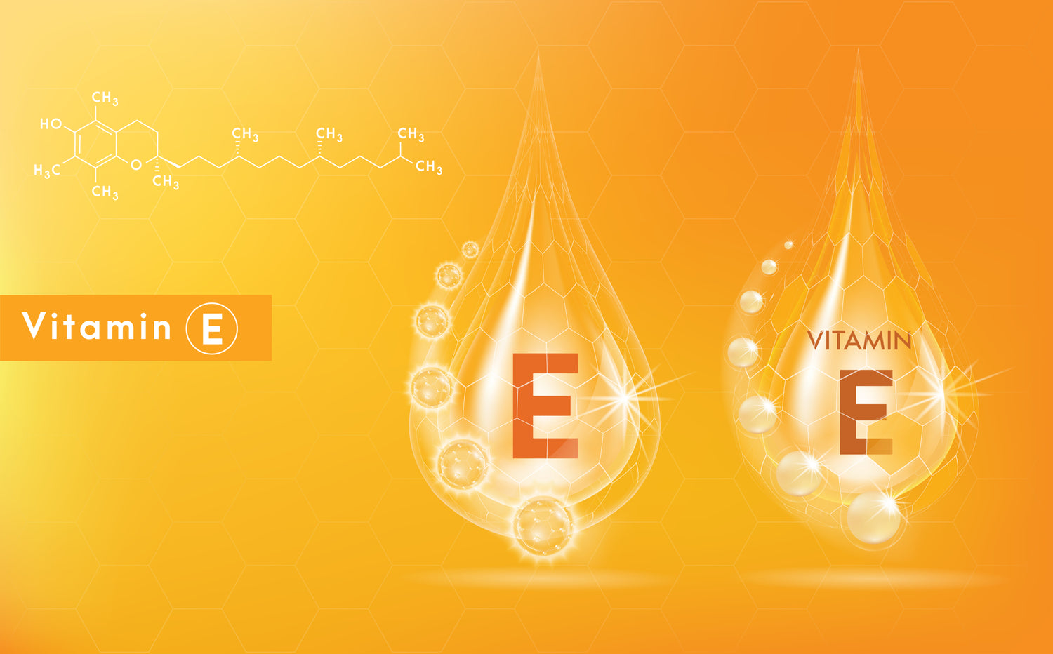 Stockbild des Vitamin E auf einem gelb, orangenem Hintergrund